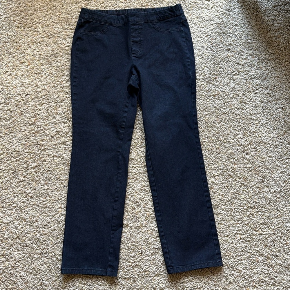 ISAAC MIZRAHI STRETCH STRAIGHT LEG DARK NAVY jeans size 8P